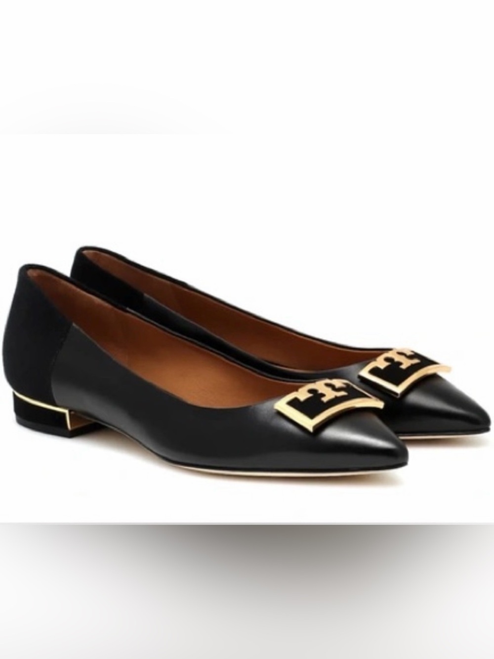Tory Burch GiG Women’s Black Leather/Suede Pointed Toe Ballet Flats Size: 9M